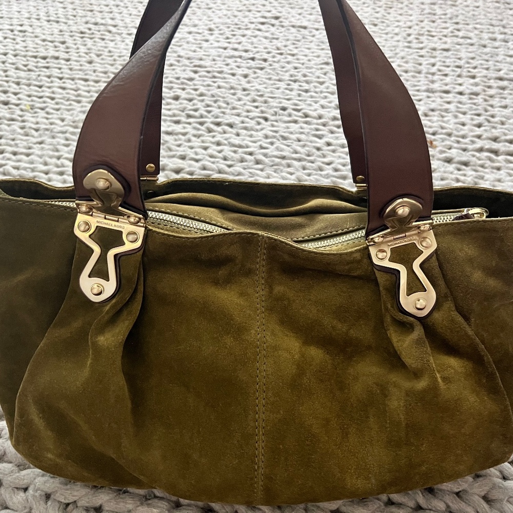 Michael Kors Olive Green suede tote/bag